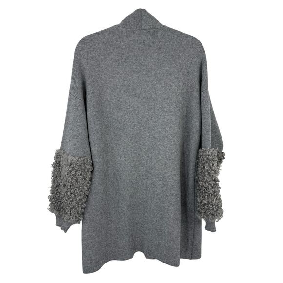 Frank Lyman Cardigan Sweater Size Large Gray Boucle knit Puff Cuffs Pockets - Picture 2 of 11